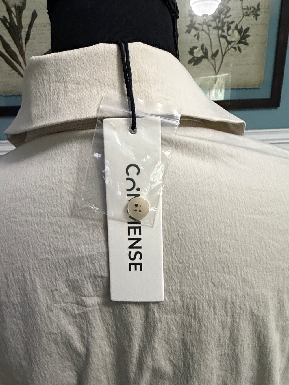 Commense Cream Ruched Collared Midi Dress - Picture 2 of 4